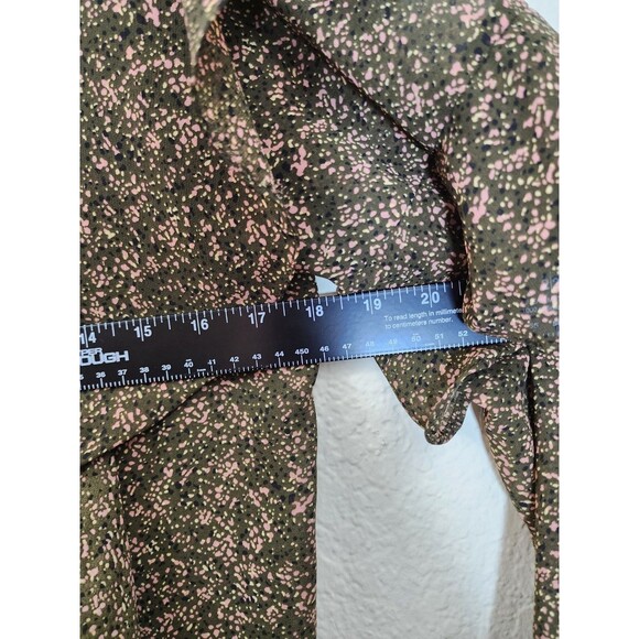 Vero Moda Blouse XS Green Pink Floral Ruffle High Neck Frill Long Sleeve Boho - Picture 6 of 7